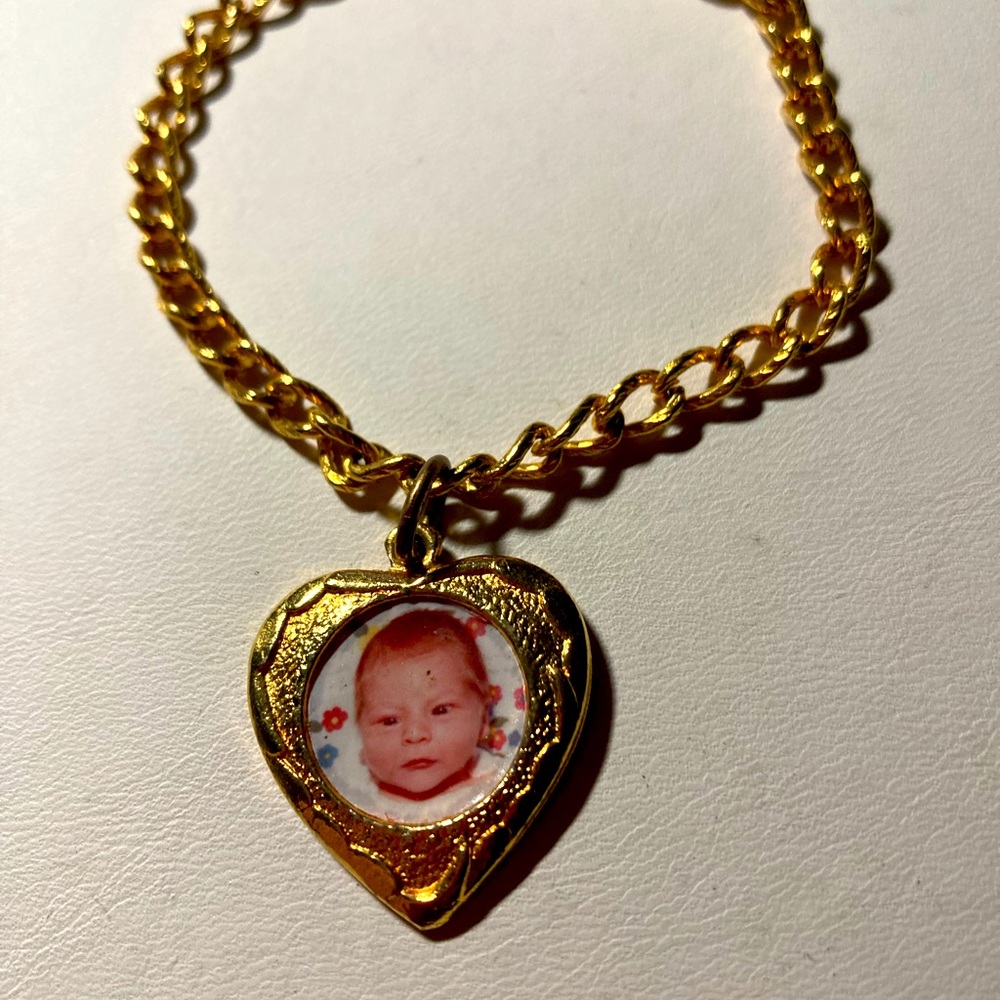 Gold locket bracelet  #725